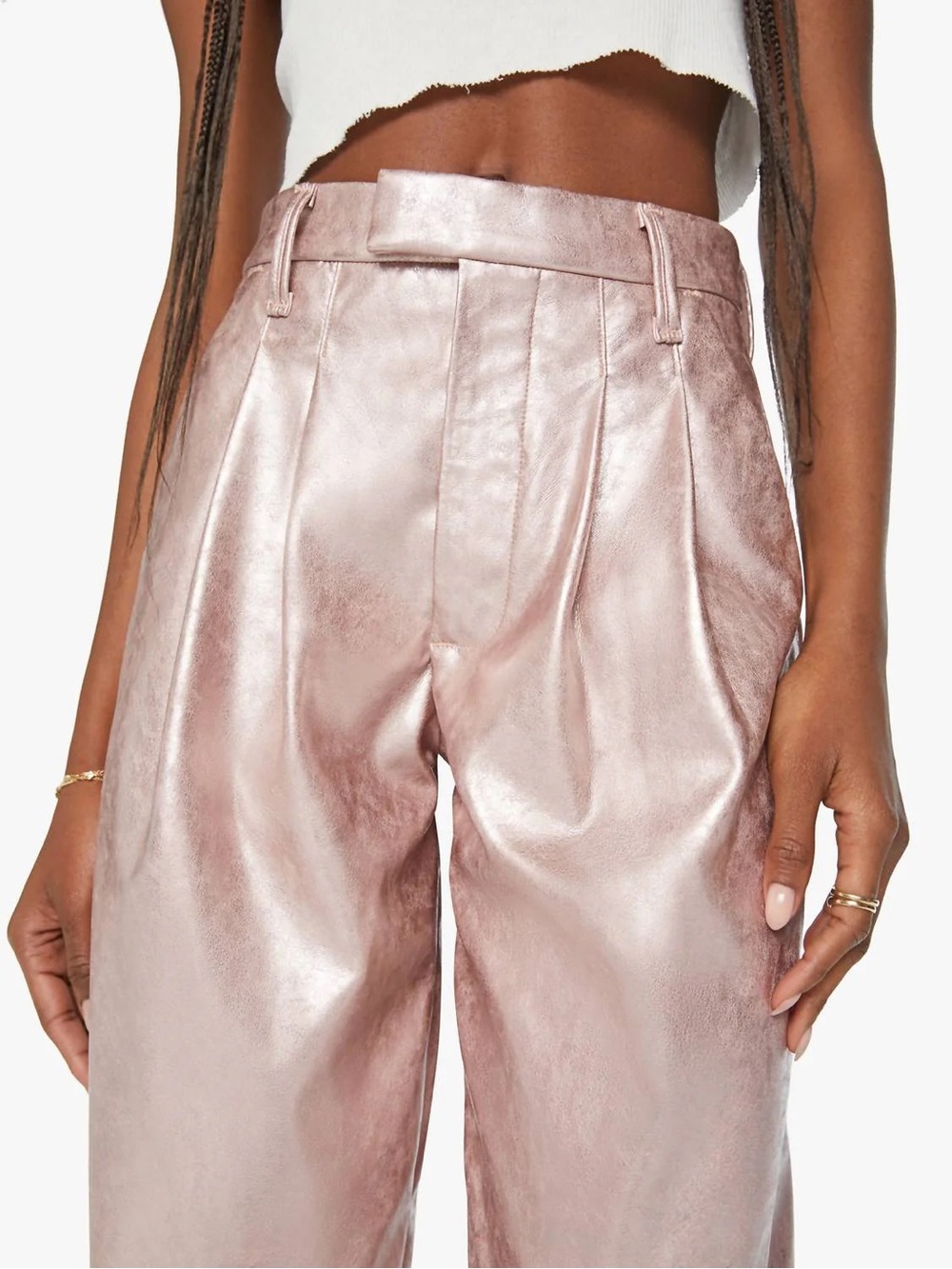 MOTHER PLEATED STARLET SNEAK PANTS IN PINKY SWEAR - Picture 7 of 11